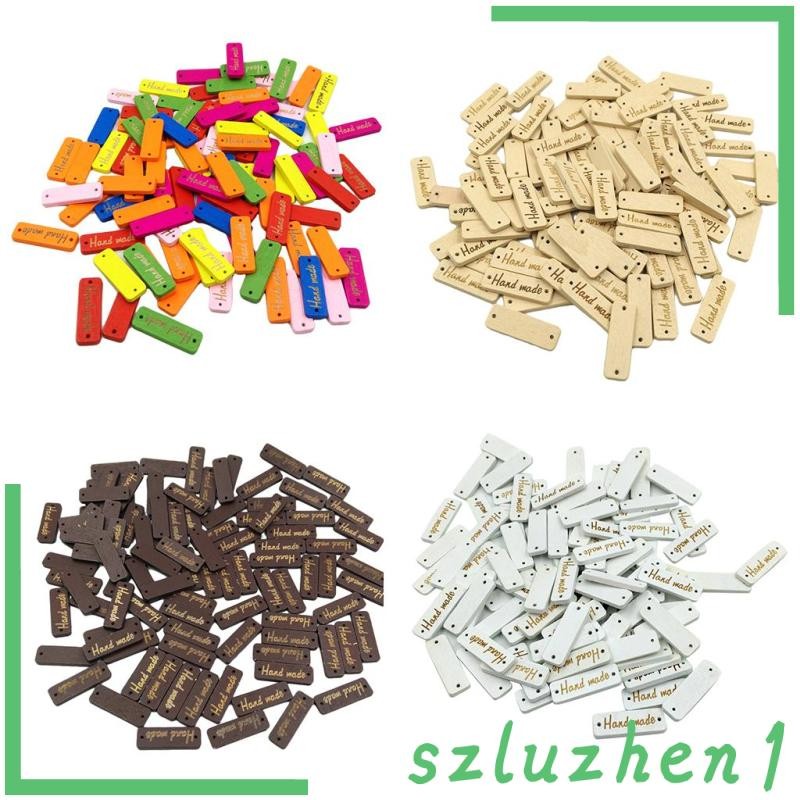 [Szluzhen1] 50 ชิ้นป้ายทําด้วยมือไม้ 2 หลุมปุ่มแท็กของขวัญสําหรับ Scrapbooking Craft 30 มม.