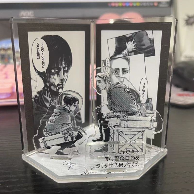 Erwin Levi อะคริลิคขาตั้ง Attack on Titan อะนิเมะสินค้าสีดําสีขาวรูปจอแสดงผลอะนิเมะสินค้าคอลเลกชันตก