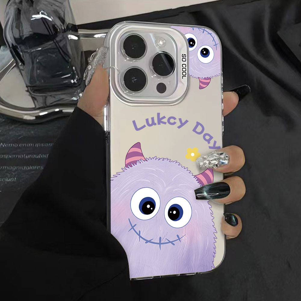 สําหรับ VIVO Y19S V2419 กรณี Silvery IMD ปลอกกันกระแทกสําหรับ VIVO Y19S 2024 หรูหราน่ารักการ์ตูน Monster รูปแบบฝาครอบป้องกัน