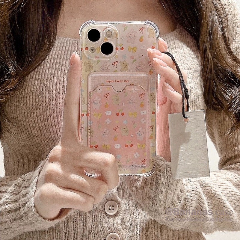 Iphone 16 15 14 13 12 11 Pro Max X XR XS Max X XR XS Max 7 8 Plusเคสโทรศัพท์การ์ตูนเชอร์รี่กระต่ายการ์ดใสนุ่มปกหลัง