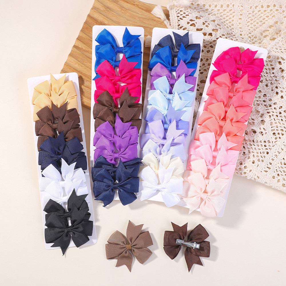 10 ชิ้น/เซ็ตสีทึบ Grosgrain ริบบิ้นโบว์ Hairpins น่ารักโบว์ Handmade กิ๊บติดผมสาวแฟชั่น Headwear เด็กอุปกรณ์เสริมผม