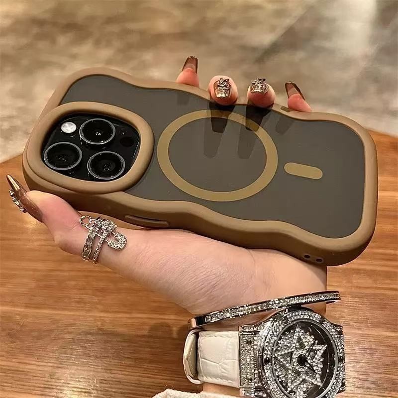 Magnetic Sail Ripple เหมาะสําหรับ iPhone 16 15 14 13 12 Pro Max Matte ใหม่ 16 14/15 Plus Premium ขนาดใหญ่ฝาครอบป้องกัน Anti Drop