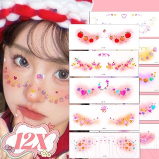 12แผ่นการ์ตูนบลัชสติกเกอร์รอยสัก-กาวในตัว,กันน้ํา,สมจริง- ทํ…