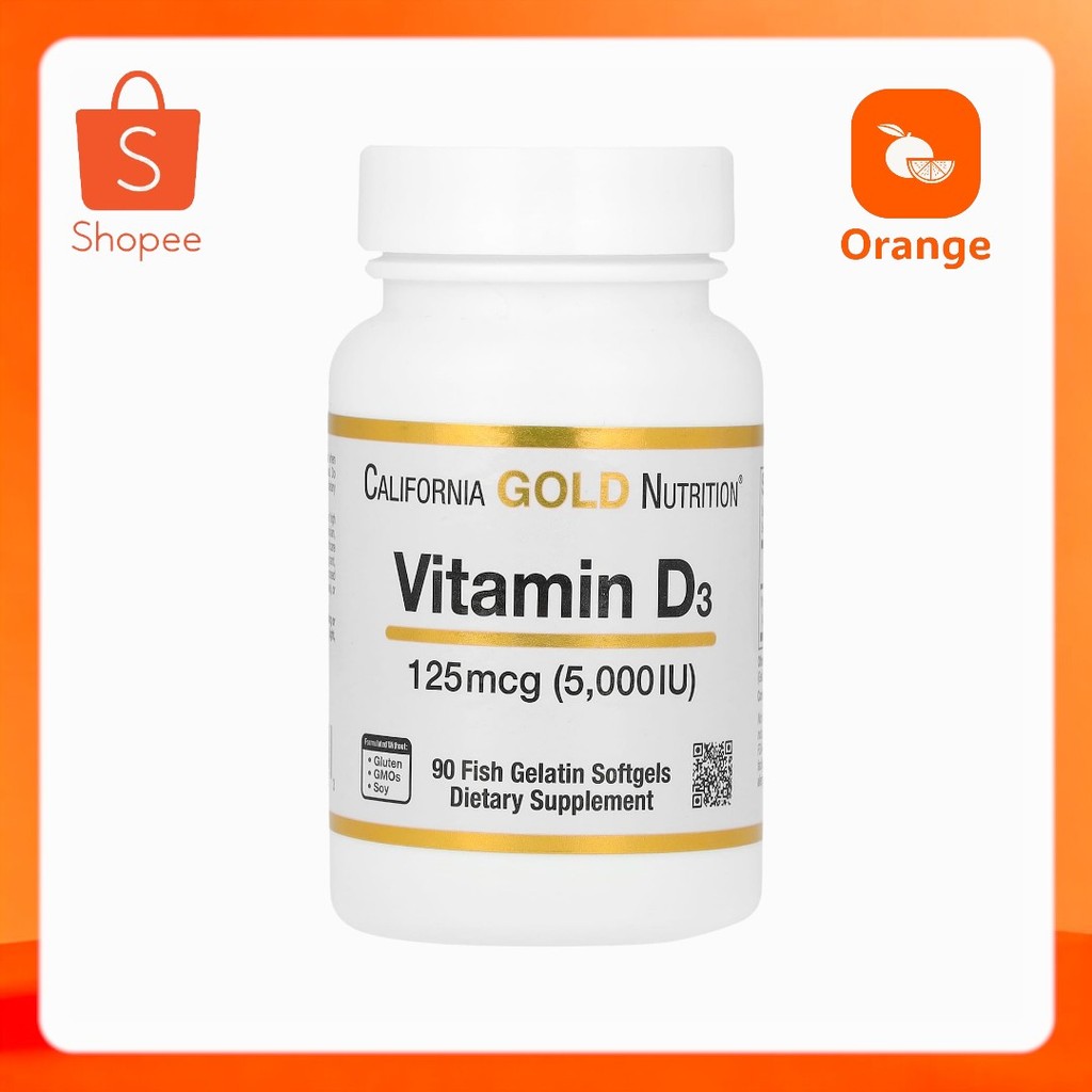 California Gold Nutrition, Vitamin D3, 125 mcg (5,000 IU), 90 Fish Gelatin Softgels