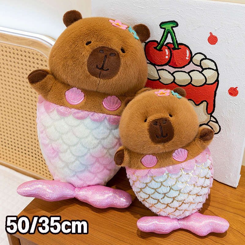 พร้อมส่ง🔥capybara 50/35cm ตุ๊กตาสัตว์ ของเล่น ดูนางเงือก ของขวัญวันเกิด ของเล่นเด็ก