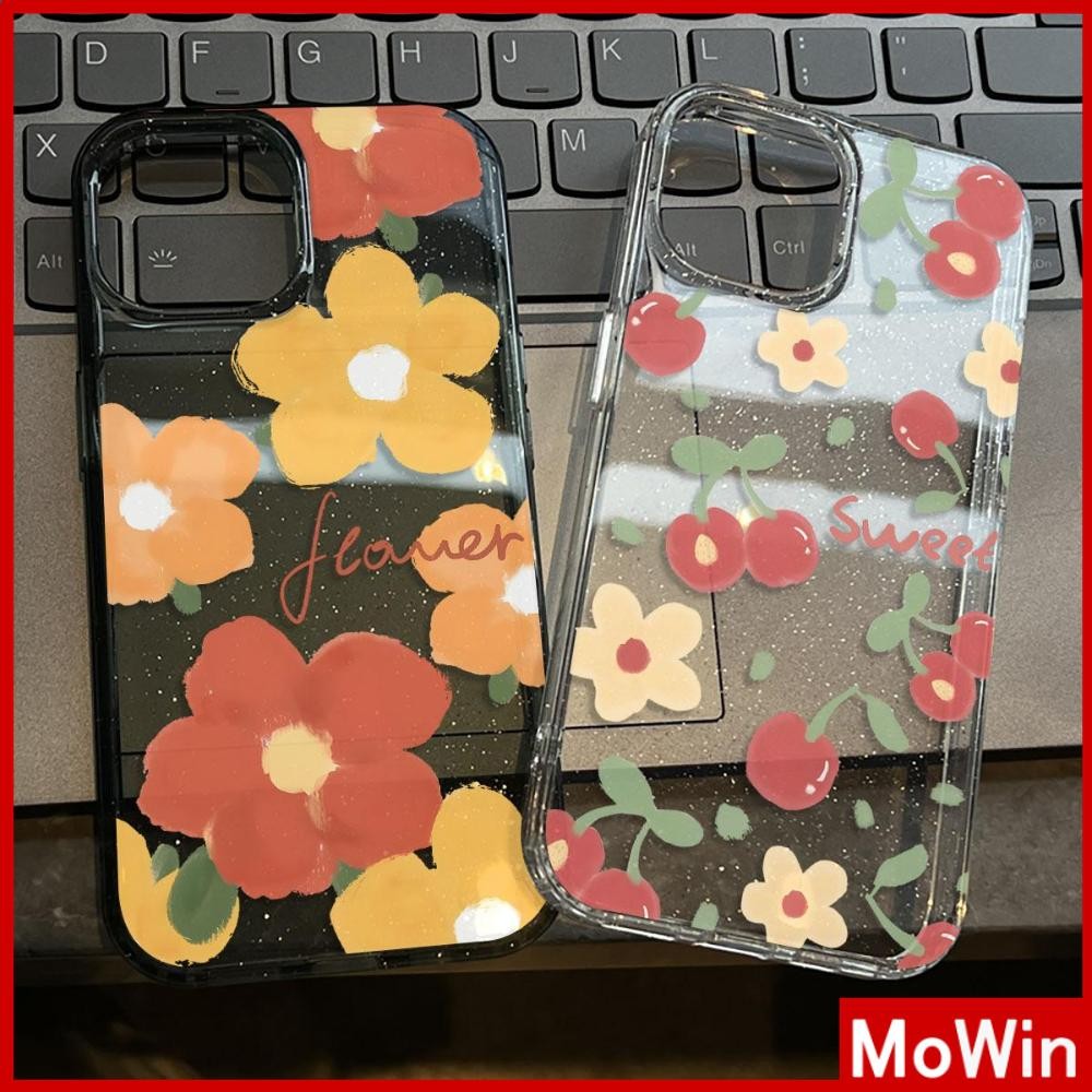 Movin - เคส iPhone 16 Pro Max iPhone 11 เคสใสแบบแวววาว TPU นุ่มสีสันสดใส ดอกไม้หลากสีสันสวยงาม Compatible iPhone15 Pro max 14 13 12 Pro max XS XR 7 Plus 8 Plus