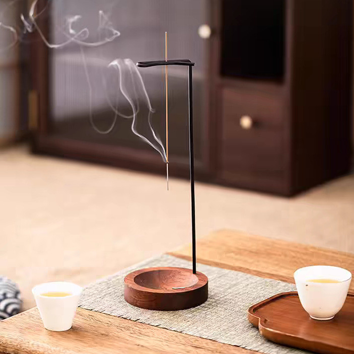 ถาดธูปไม้กลมทรงสร้างสรรค์สำหรับวางธูปคว่ำ ตกแต่งห้องนอน ตกแต่งบ้าน งานฝีมือโยคะ