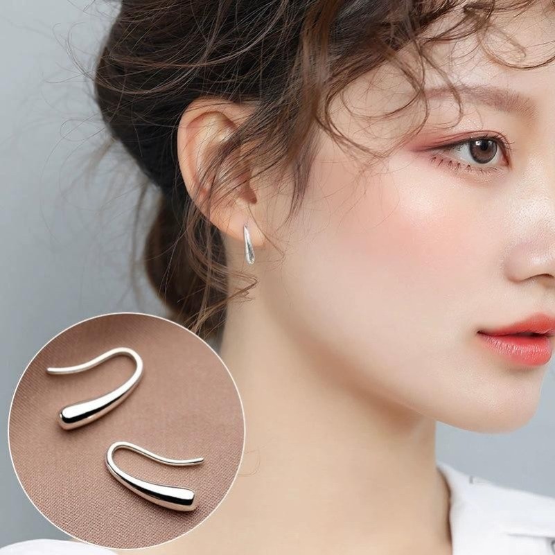 Minimalist เส้นเรขาคณิตต่างหูผู้หญิงใหม่ Rose Gold S925 Elegant Hypoallergenic หูเข็มเครื่องประดับของขวัญ