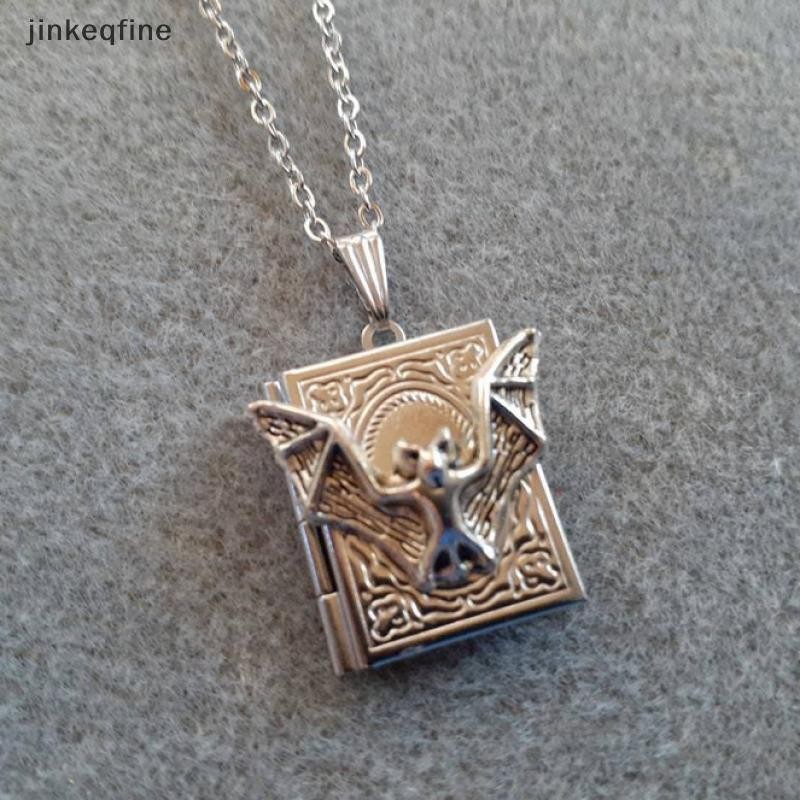 KTH Gothic Flying Bat Book Locket Necklace, Gothic Jewelry, Gothic Necklace, Bats, Vampire Jewelry, 