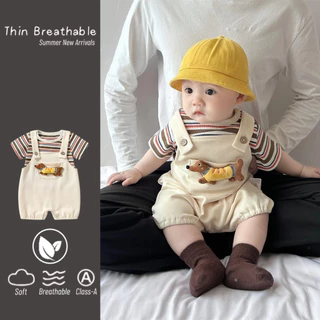ฤดูร้อนใหม่เด็กอินเทอร์เน็ตคนดังเสื้อผ้าชายหญิงแขนสั้น Onesie 0-28 เดือน Splicing Super น่ารักผล Romper Out เสื้อผ้าวันเกิด