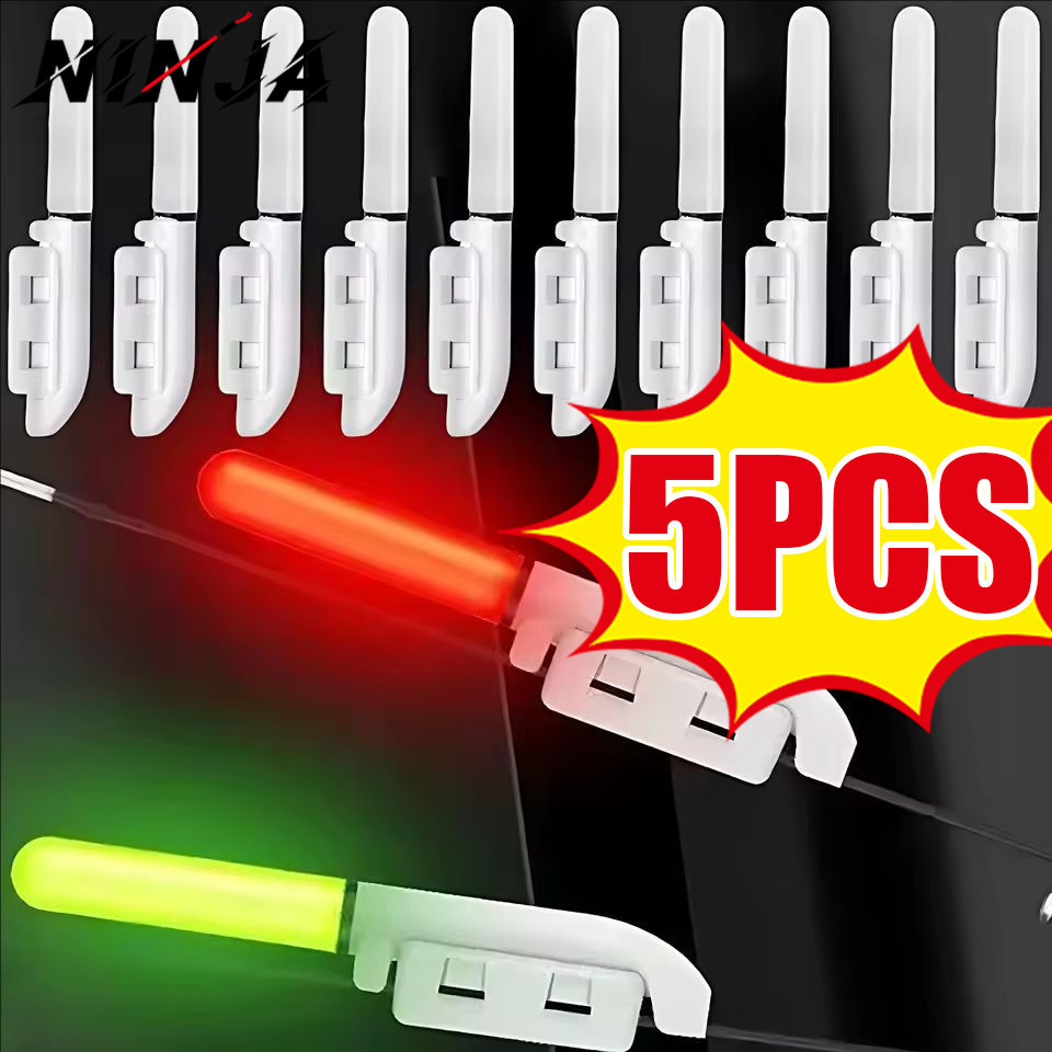 [บ้าน]ไฟกลางคืนตกปลาพร้อมแจ้งเตือนการกัด | โคมไฟเสา Snap-On CR425 แบตเตอรี่, LED สีเขียว/สีแดงสําหรับตกปลากลางคืน, วัสดุ ABS การออกแบบกันน้ํา