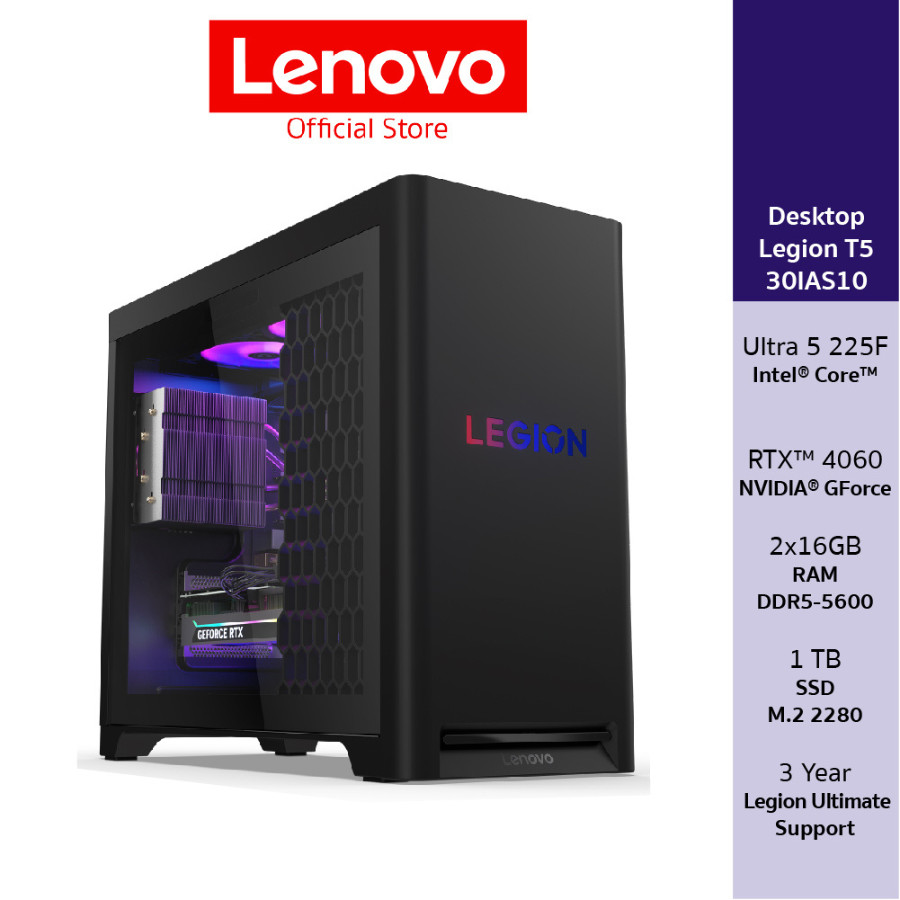Lenovo Legion T5 30IAS10(90YA0005TL)PC Intel Ultra 5 225F Nvidia Geforce RTX 4060 2x16GB SSD 1TB