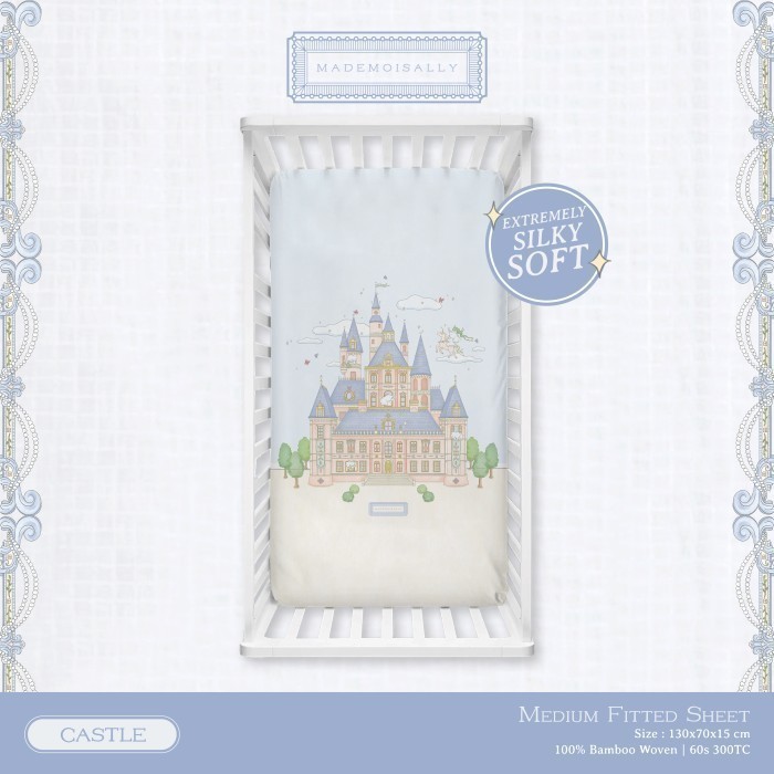 Bamboo Woven Medium Fitted Sheet Castle Collection- Mademoisally ผ้าปู ผ้าปูที่นอนเด็ก ผ้าปูเตียงเด็
