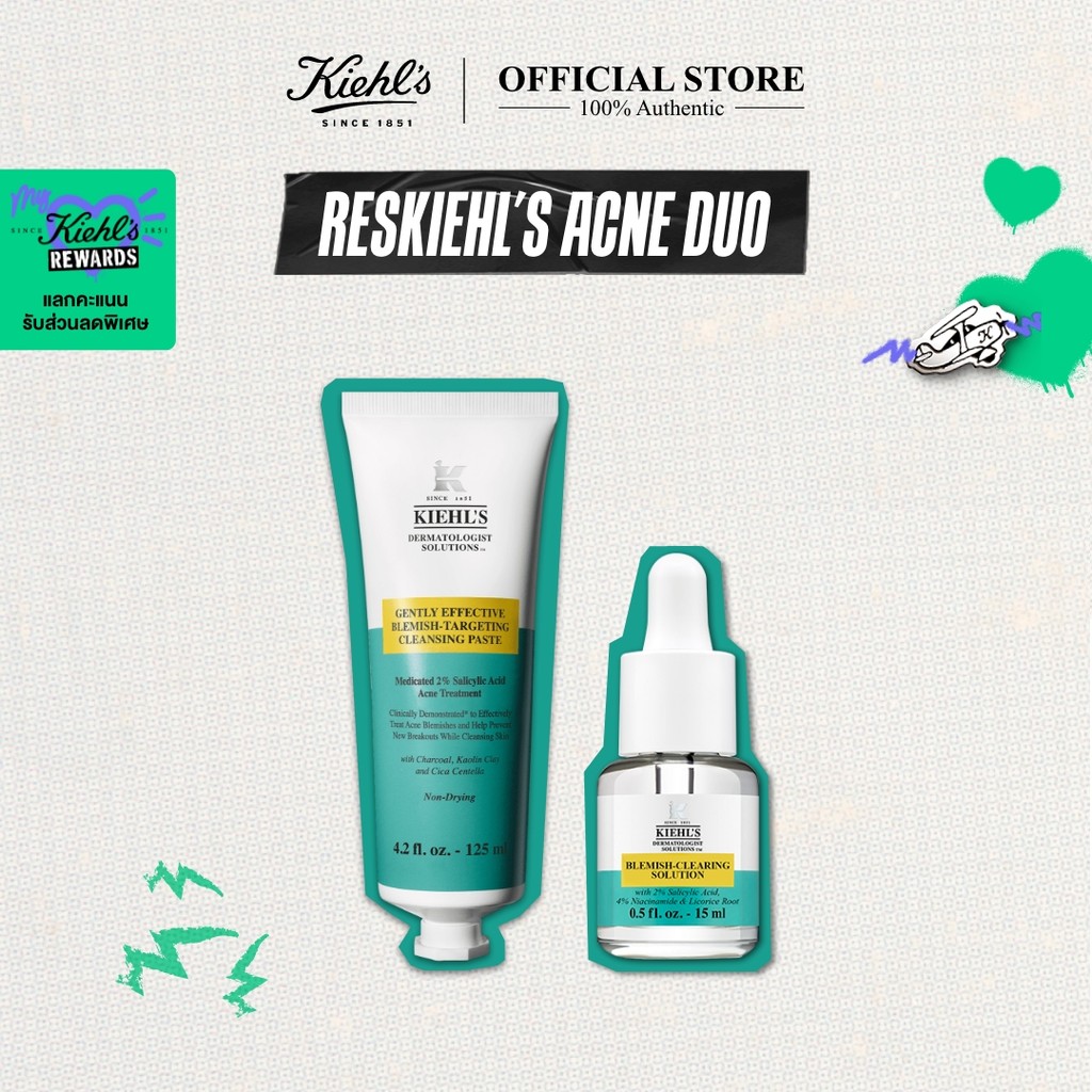 *อายุสินค้าต่ำกว่า12 เดือน[SPECIAL SET] KIEHL'S BLEMISH-CLEARING SOLUTION & GENTLY EFFECTIVE BLEMISH-TARGETING CLEANSING
