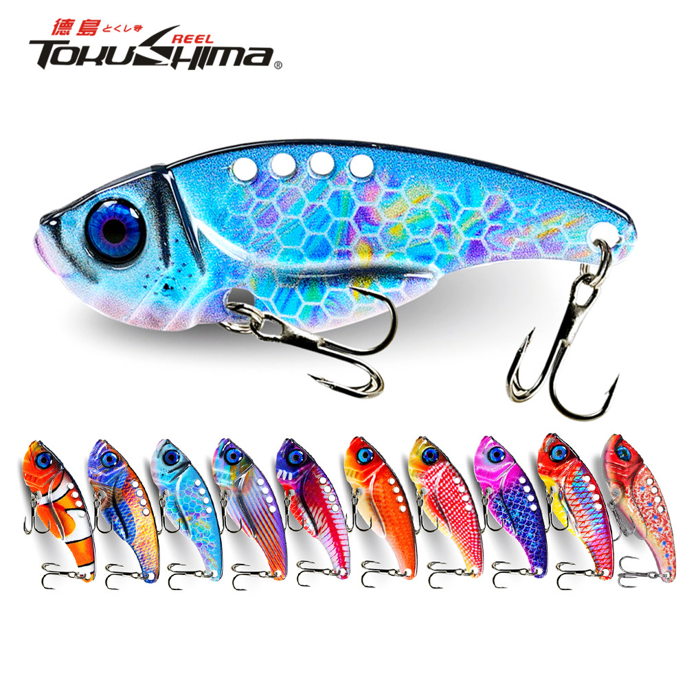 1 PC 3D การพิมพ์โลหะ VIB Lure 7g/10g/15g ช้อนรูปหล่อ Lure Sinking เหยื่อ Hard ประดิษฐ์ Double Treble Hooks สําหรับเบสปลาเทราท์ Walleye