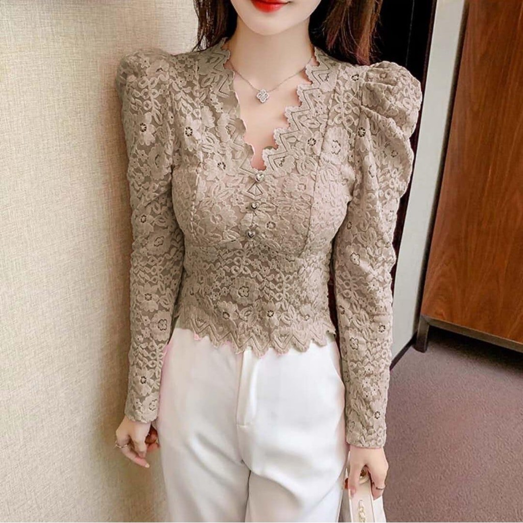 [Chairhshop] KS3960 Virgini Lace Womens Blouse Top