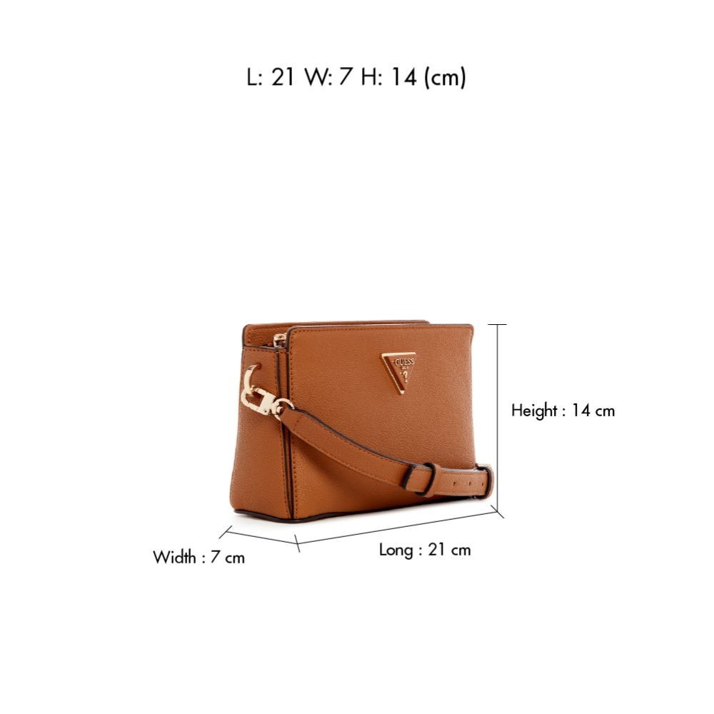 GUESS กระเป๋า รุ่น BG877812 MERIDIAN CROSSBODY TOP ZIP สีน้ำตาล