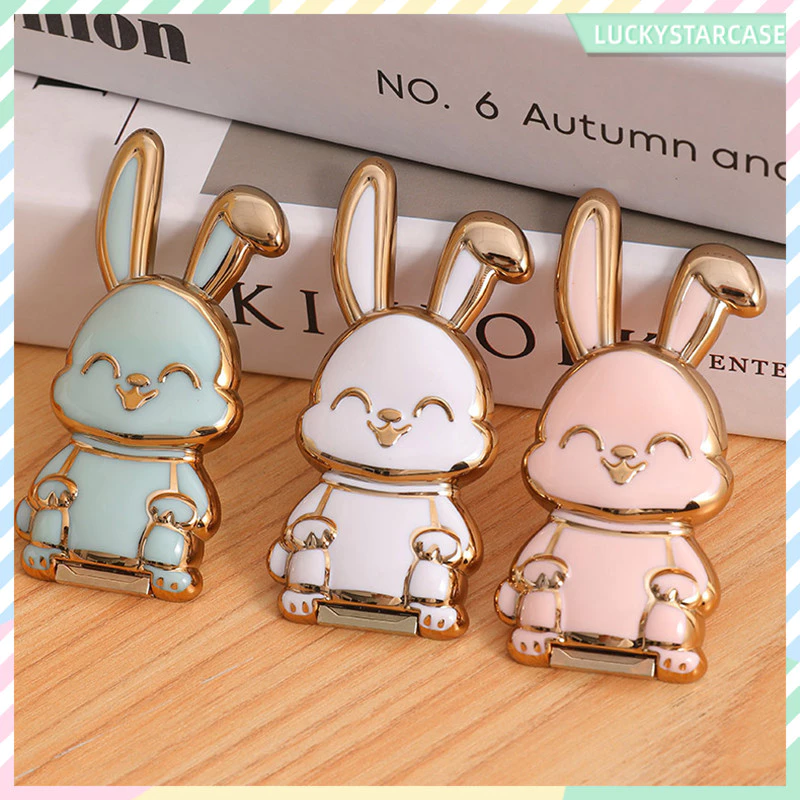 น่ารัก ที่วางโทรศัพท์มือถือ ลายการ์ตูนกระต่าย สามารถจับคู่กับโทรศัพท์มือถือทุกรุ่น แบบสติกเกอร์ พับได้ แบบสร้างสรรค์