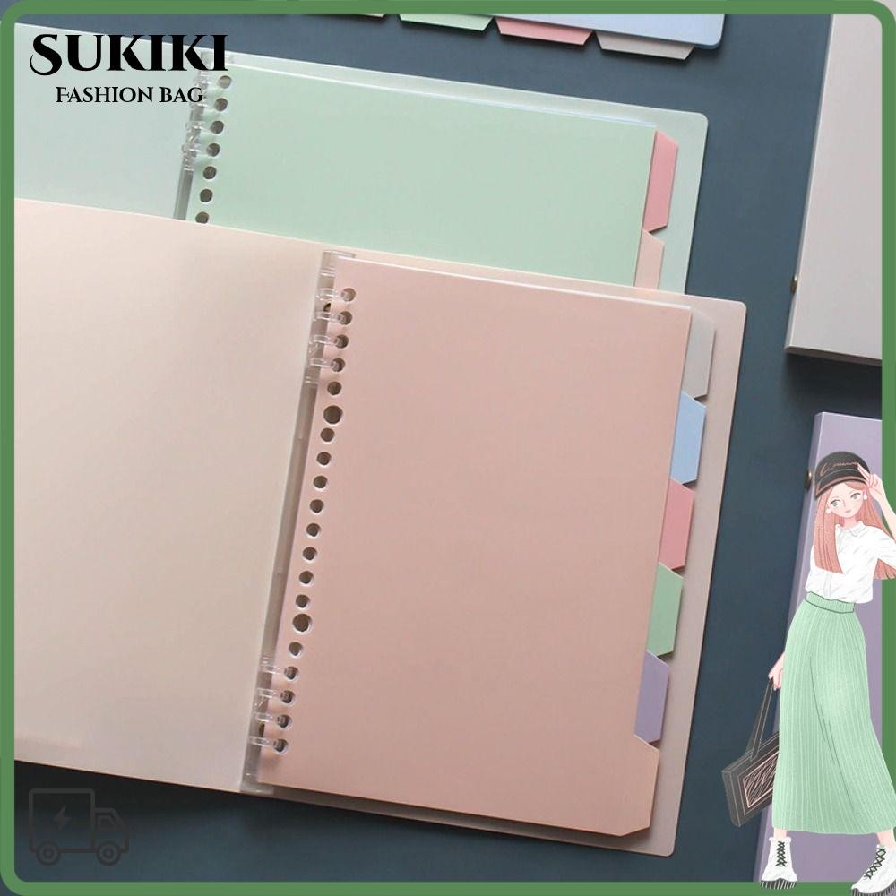 SUKIKI สมุดโน๊ตใบหลวม นุ่ม ดัชนีพาสเทล Divider A5 Binder Notebook, 20 หน้าสีพาสเทลรีฟิลที่ถอดออกได้ 