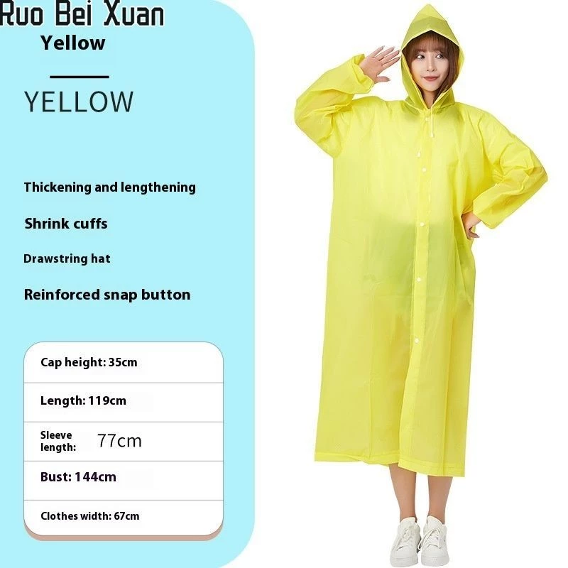 Ruo Bei Xuan เสื้อกันฝนกันน้ําที่ทนทานพร้อมฮู้ดและแขนเสื้อแบบปรับได้