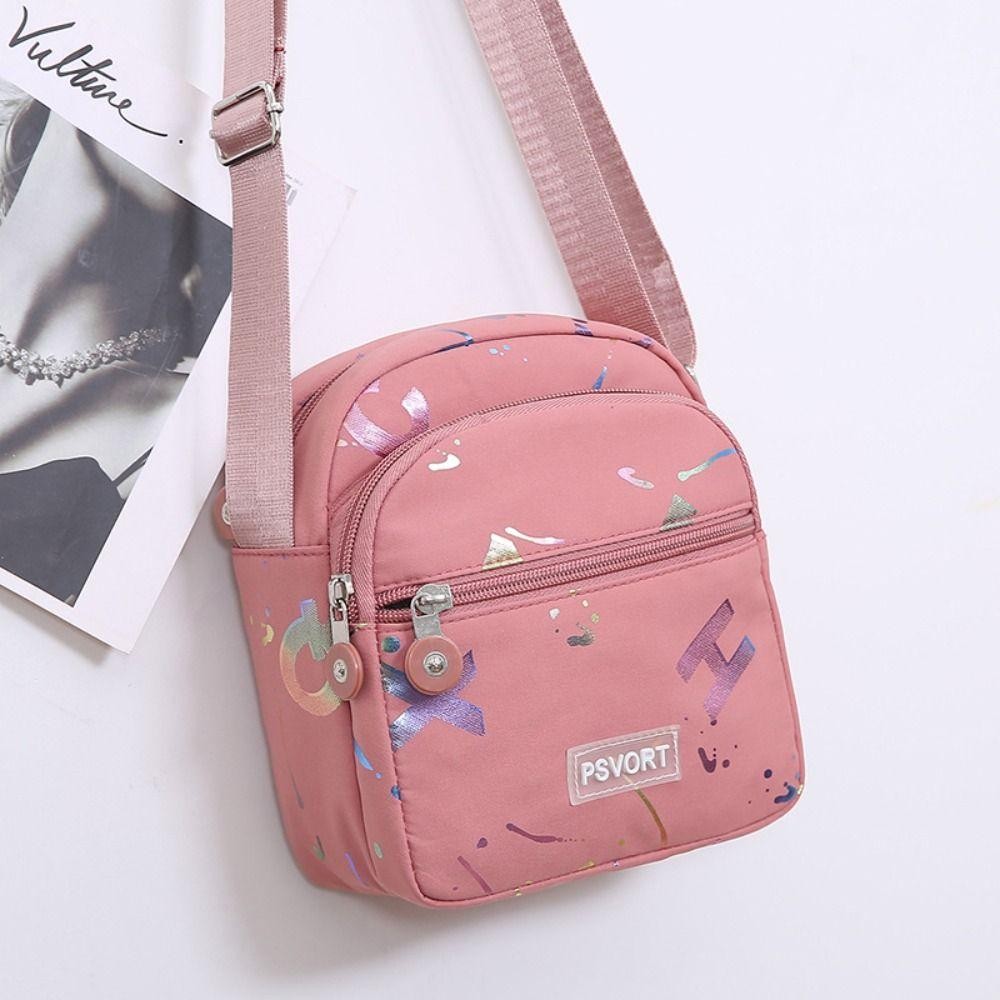 CNXIQU กระเป๋าสะพายไหล่,ไนลอนมินิกระเป๋าสะพายข้าง, Causal Multi Layer Purse Women