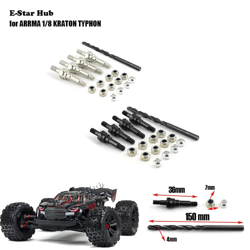 4pcs เหล็กโลหะ Shock Standoff Shock สําหรับ ARRMA 1/8 KRATON Typhon Typhon Talion Notorous 1/7 Infra