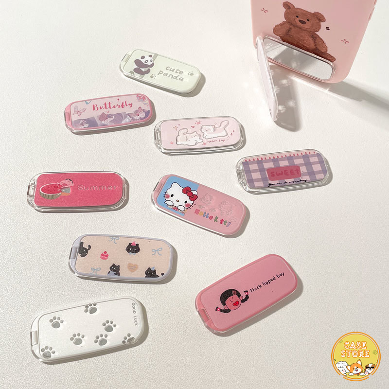 🔥กระจกแต่งหน้าพับได้ ขาตั้งโทรศัพท์ เคสโทรศัพท์หลายลายให้เลือก รองรับ iPhone 16 Pro Max 15 14 Samsung A54💯 OPPO Reno11