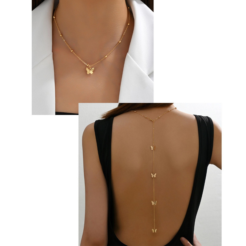 สร้อยคอเซ็กซี่ยาว สร้อยหลังเปิด จี้ผีเสื้อแฟชั่น สร้อยคอยาวของขวัญวันหยุดผู้หญิงเครื่องประดับ - รูปที่ 3