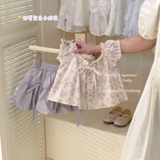 พร้อส่งจากไทยค่ะ ชุดเซ็ตเด็กผู้หญิง เสื้อ+กระโปรง ดอกสีลายม่…