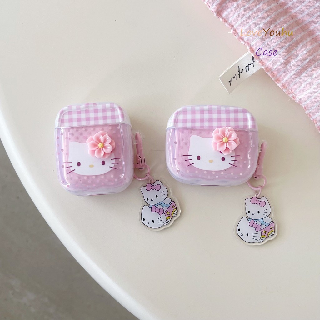 Loveyouhu เหมาะสําหรับ GOOJODOQ J201 J206 เคสหูฟังน่ารัก 3D ดอกไม้ Hello Kitty