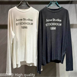 เสื้อยืดแขนยาวพร้อมลายสเปรย์สกปรกคลีน Retro Logo พิมพ์บนเนื้…