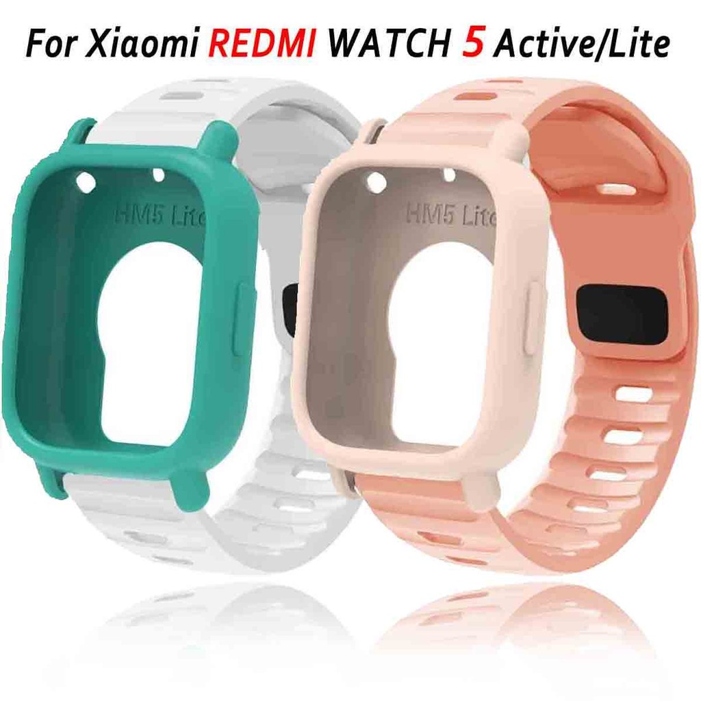 เคสซิลิโคน + สายรัดสําหรับ Redmi Watch 5 Active/Lite กีฬาเปลี่ยนสายรัดข้อมือ Soft Protector ฝาครอบกันชนสําหรับ Redmi Watch 5Lite Band อุปกรณ์เสริม