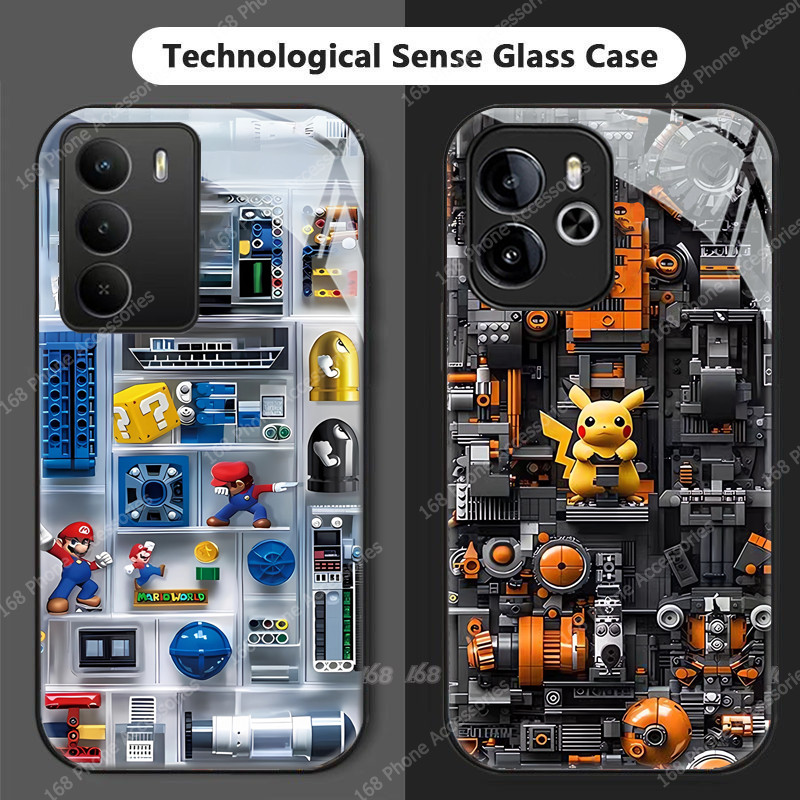 เคส Realme 14 14T 5G เคส Realme C75 เคสการ์ตูนอะนิเมะ Mario Pikachu มาริโอ พิคาจูกันกระแทกแผงวงจร PC