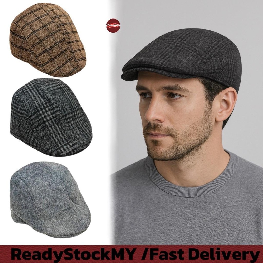 Unisex หมวกแบนรูปแบบและธรรมดา Golf Newsboy Cbbie หมวกรูปแบบ Topi Rata Beret Gonsg Corak ฤดูร้อนฤดูหนาว