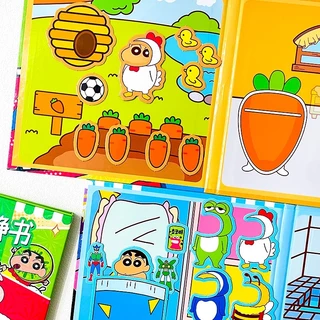 ชินจัง หนังสือสมุดแม่เหล็ก ฉากแต่งตัว หนังสือแฮนด์เมด หนังสือเงียบ ของเล่นเด็ก DIY