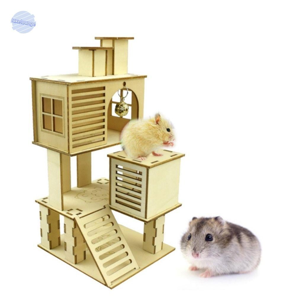 หรูหรา บ้านหนูแฮมสเตอร์ไม้สําหรับเจอร์บิลเม่นที่มีหน้าต่างหนูตะเภาที่ถอดออกได้