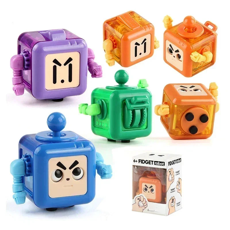 หุ่นยนต์เด็กความเครียดบรรเทา Fidget ของเล่น Magic Cube Anti-stress Hand-Held สําหรับผู้ใหญ่ออทิสติกของขวัญ Killing Time Cool Fidget Block