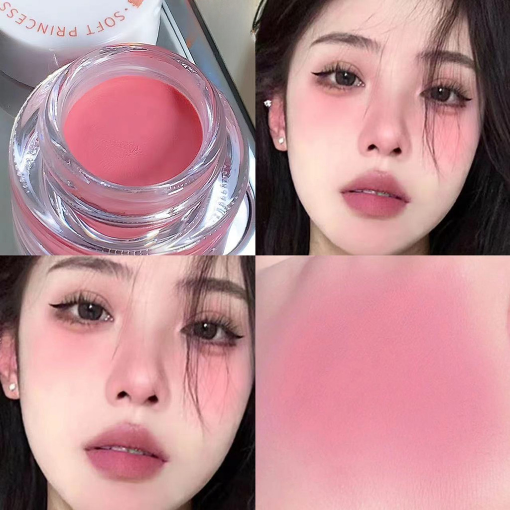 Peach Blush Paste Clay Nude Natural Matte Mousse Rouge Woman ใหม่ Monochrome ขยายหดแก้มอายแชโดว์สีม่วง