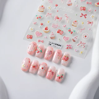 [Meow.sensei] magico Moji Tietsu Cartoon Relief Finger Sticker Pro Frosted Thin Shore Sticker TS-3814 Strawberry Mousse