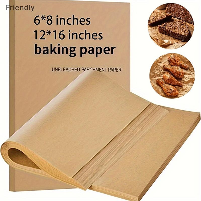 [Friendly] 50/100 ชิ้นกระดาษรองอบ Non-Stick Precut Baking Parchment กระดาษอบจะไม่ Curl Burn กระดาษขี้ผึ้งบูติก