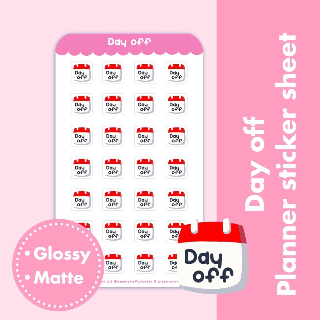 Day off | Planner sticker sheet วันหยุด แพลนเนอร์สติ๊กเกอร์ ขนาด 3.5x6 นิ้ว