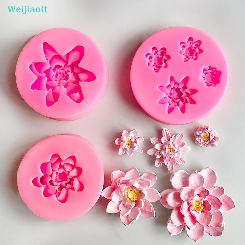 Weijiaott 3d Lotusดอกไม้แม่พิมพ์ซิลิโคนDIYครัวเบเกอรี่เครื่องมือช็อกโกแลตFondantเค้กตกแต่งGวันเกิดงานแต่งงานเบเกอรี่Mould AO