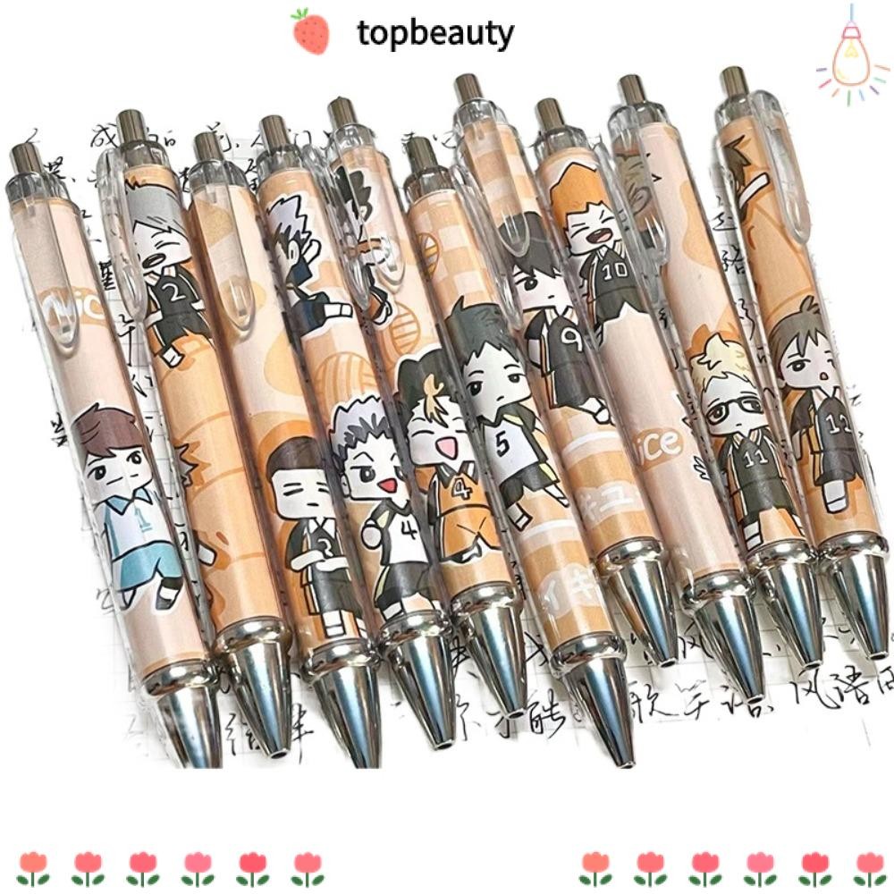 Topbeauty Haikyuu ปากกาเจล, 0.5 มม.Hinata Shoyo Volleyball Boy ปากกาสีดํา, Karasuno Tobio Kageyama Quick Drying ปากกาลูกลื่นเครื่องเขียนญี่ปุ่น