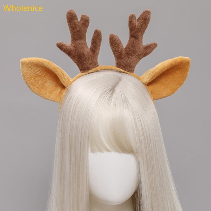 Whol Furry Deer Ears Headwear Antler แถบคาดศีรษะการ์ตูนเครื่องแต่งกายอุปกรณ์เสริมผม