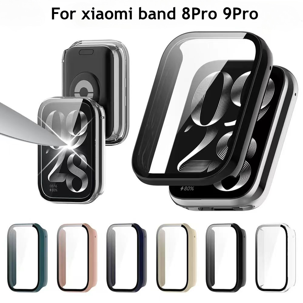 กระจกนิรภัยป้องกันหน้าจอสําหรับ Xiaomi Smart Band 8 9 Pro Hard PC เปลี่ยนฝาครอบป้องกันอุปกรณ์เสริม