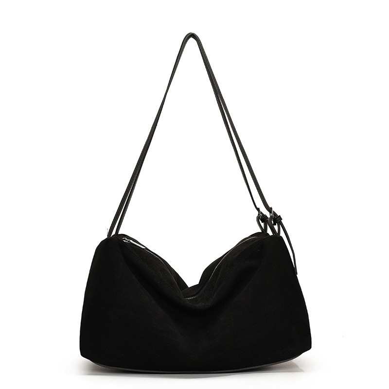 IELGY Retro Matte Suede Tote Bag ความจุขนาดใหญ่ Commuter Armpit Order กระเป๋าสะพาย