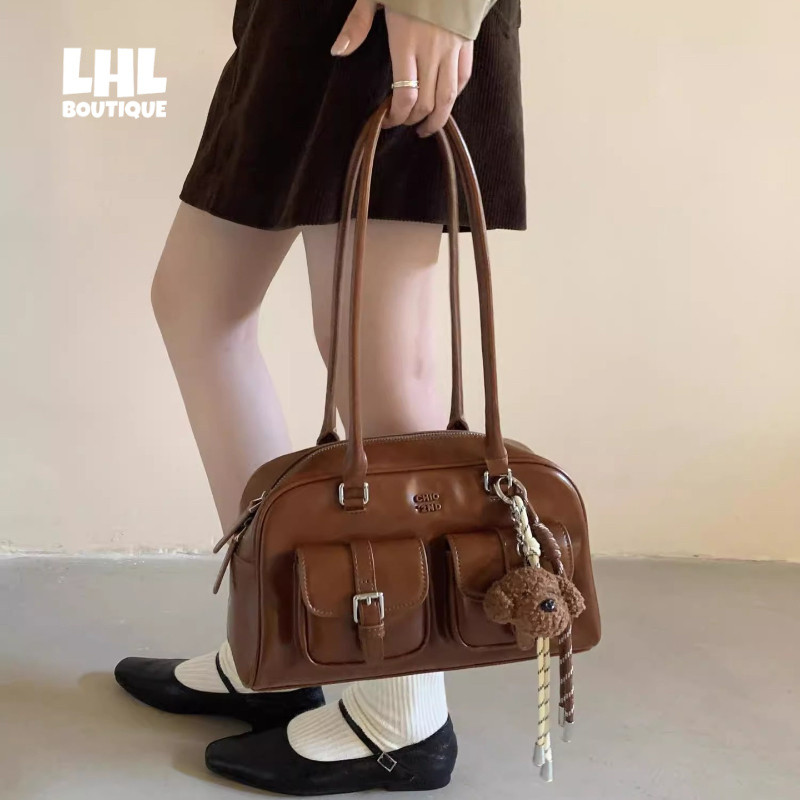 LHL BOUTIQUE วินเทจบอสตันกระเป๋าพร็อพกระเป๋าสะพายมือถือ