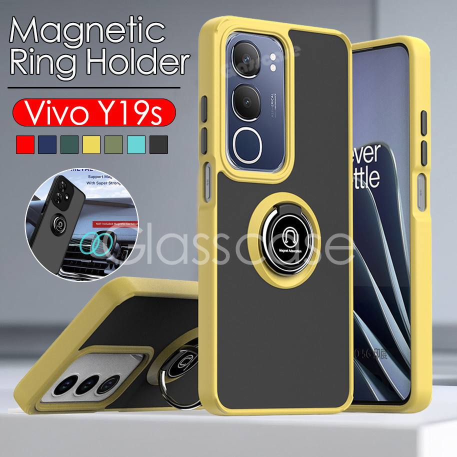 ปลอกสําหรับ Vivo Y19s Y17s VivoY19s Y 19s VivoY17s Y 17s 2024 Matte แหวนเคสโทรศัพท์กันกระแทกผู้ถือแม่เหล็กแหวนปลอกวงเล็บป้องกัน Hard ฝาหลัง