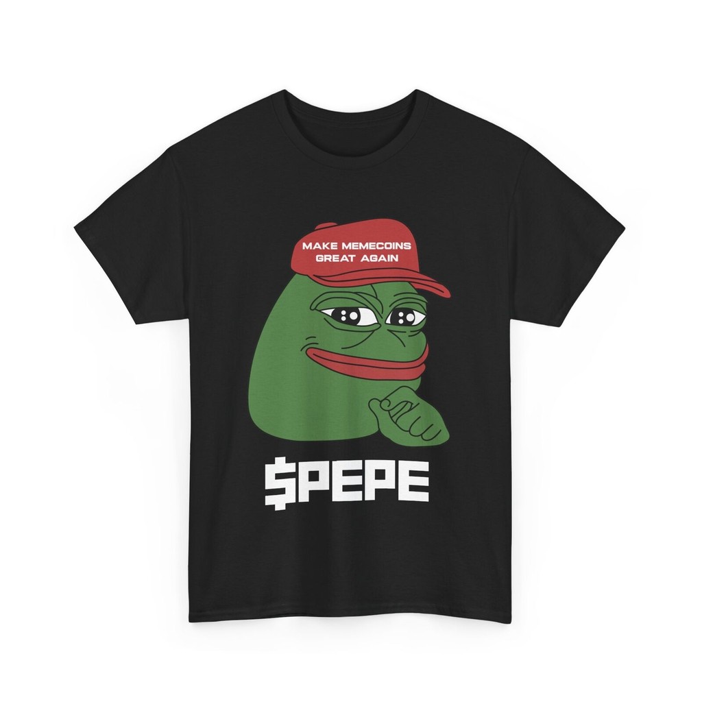 Pepe Meme Coin Heavy Cotton Tee, เสื้อยืด Pepecoin, Pepe Meme Crypto, Funny Meme