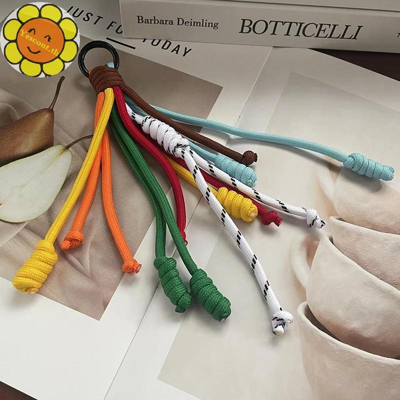 Yescont สีสัน Braided Lanyard พวงกุญแจสําหรับเคสโทรศัพท์ตกแต่งผู้หญิง Chic กระเป๋าจี้ Kpop DIY พวงกุญแจเพื่อนคู่ของขวัญ TH